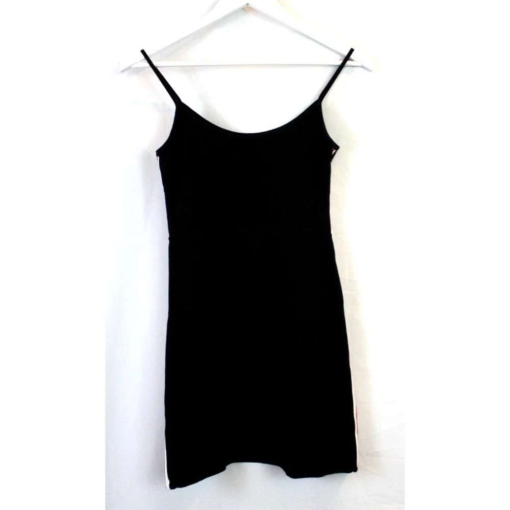 Brandy Melville Dress Womens Small Black Kyran Bodycon Mini Striped Y2K Cotton